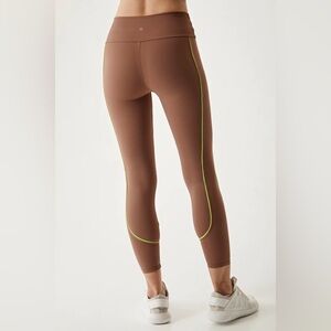 Lanston Flash Piped Leggings Latte High Rise Ankle Compression NWT M